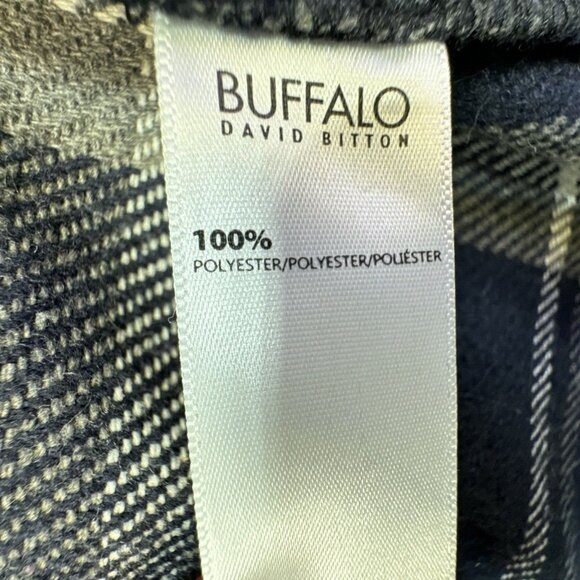 Buffalo David Bitton Womens Plaidical Long Coat L/G Blue Gray Fleece - Picture 3 of 16